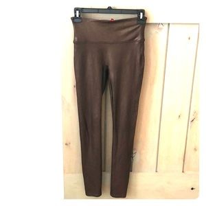 SPANX Faux Leather Leggings - Bronze